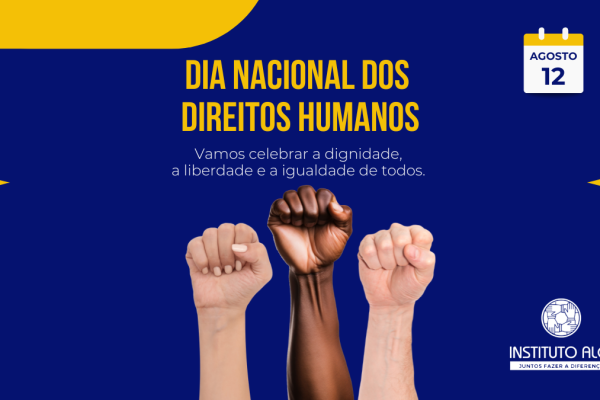 Imagem com três punhos cerrados, mostrando a força da população em relação aos direitos humanos